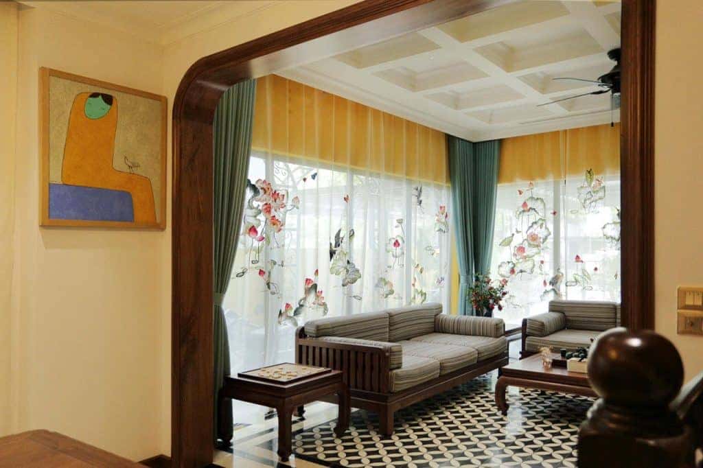 rèm thêu nghệ thuật dẹp blinds