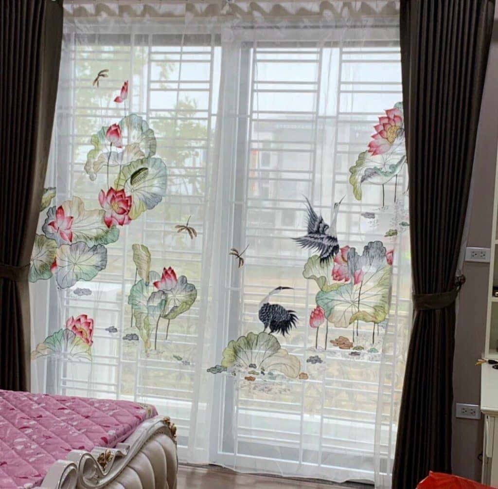 rèm thêu nghệ thuật phòng ngủ