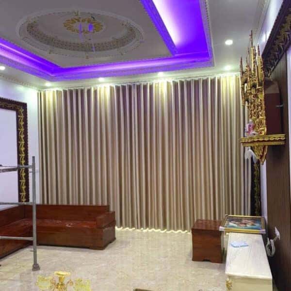 Rèm vải 2 lớp màu vàng