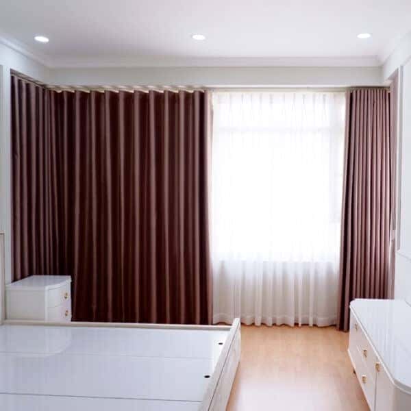 Rèm vải 2 lớp cao cấp màu hồng Gold