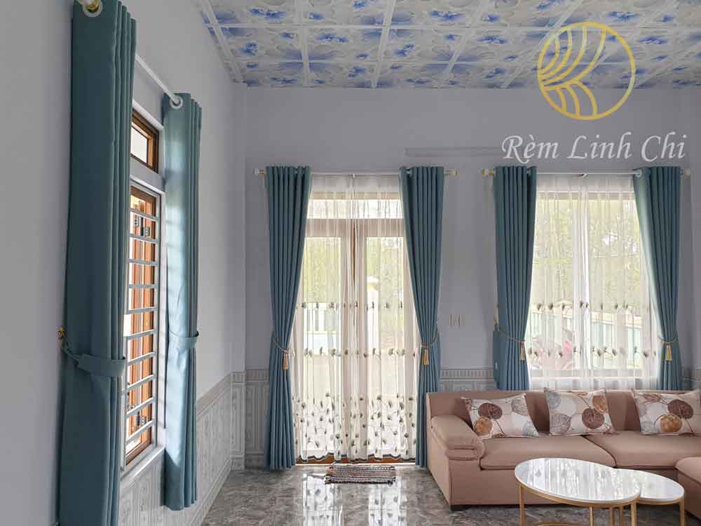 Công trình rèm vải voan thêu hoa, rèm vải 2 lớp 2 rem vai 2 lop rem vai voan hoa theu 1