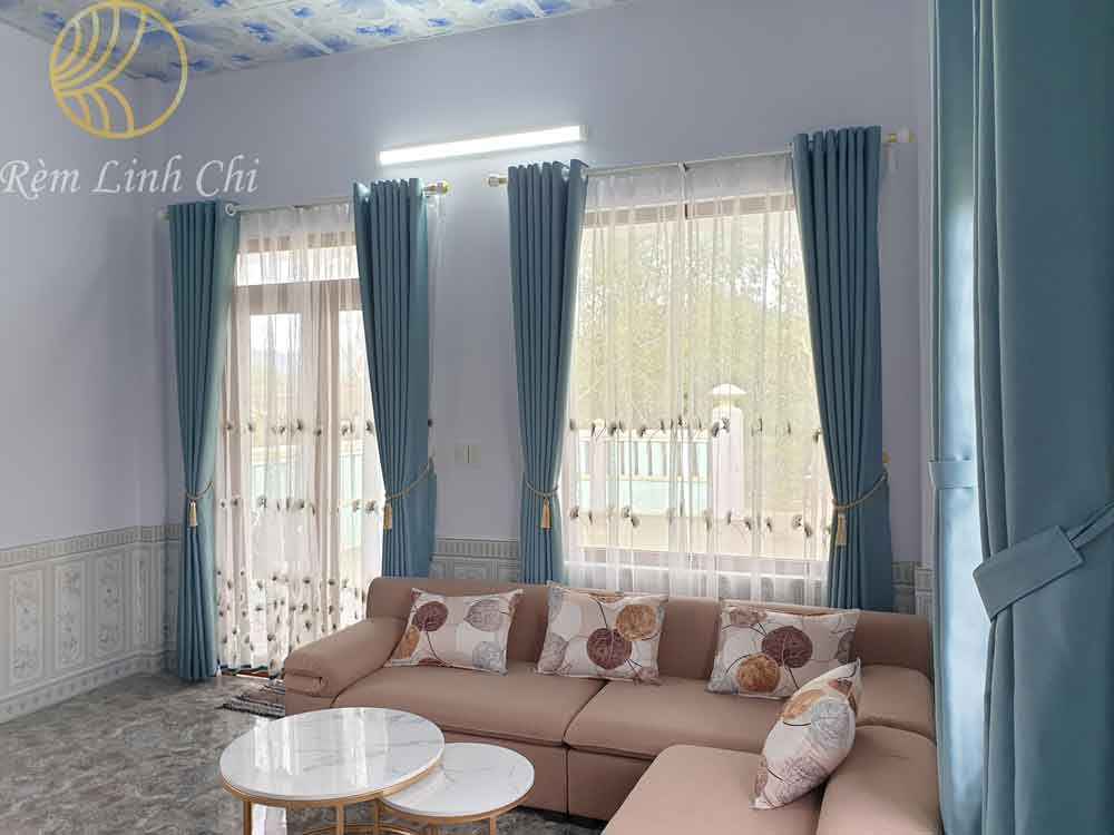 Công trình rèm vải voan thêu hoa, rèm vải 2 lớp 3 rem vai 2 lop rem vai voan hoa theu 3