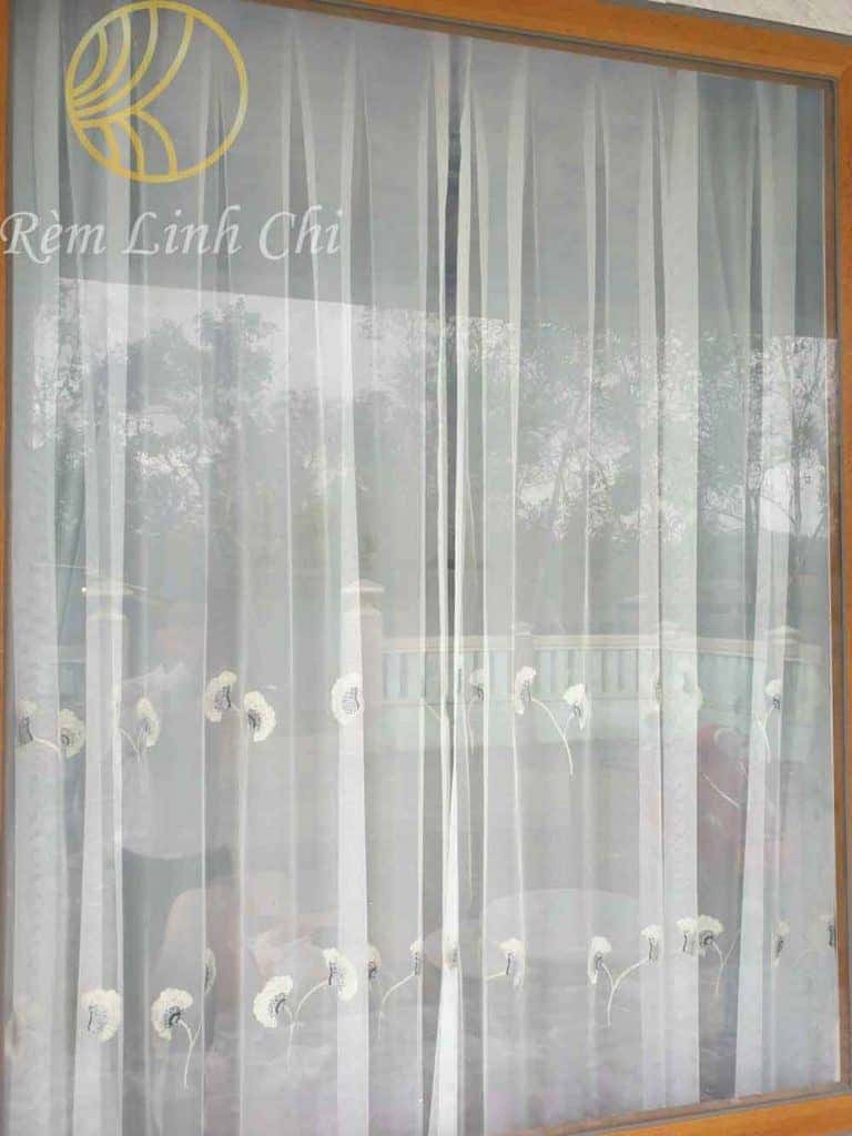 Công trình rèm vải voan thêu hoa, rèm vải 2 lớp 9 rem vai voan theu hoa da nang