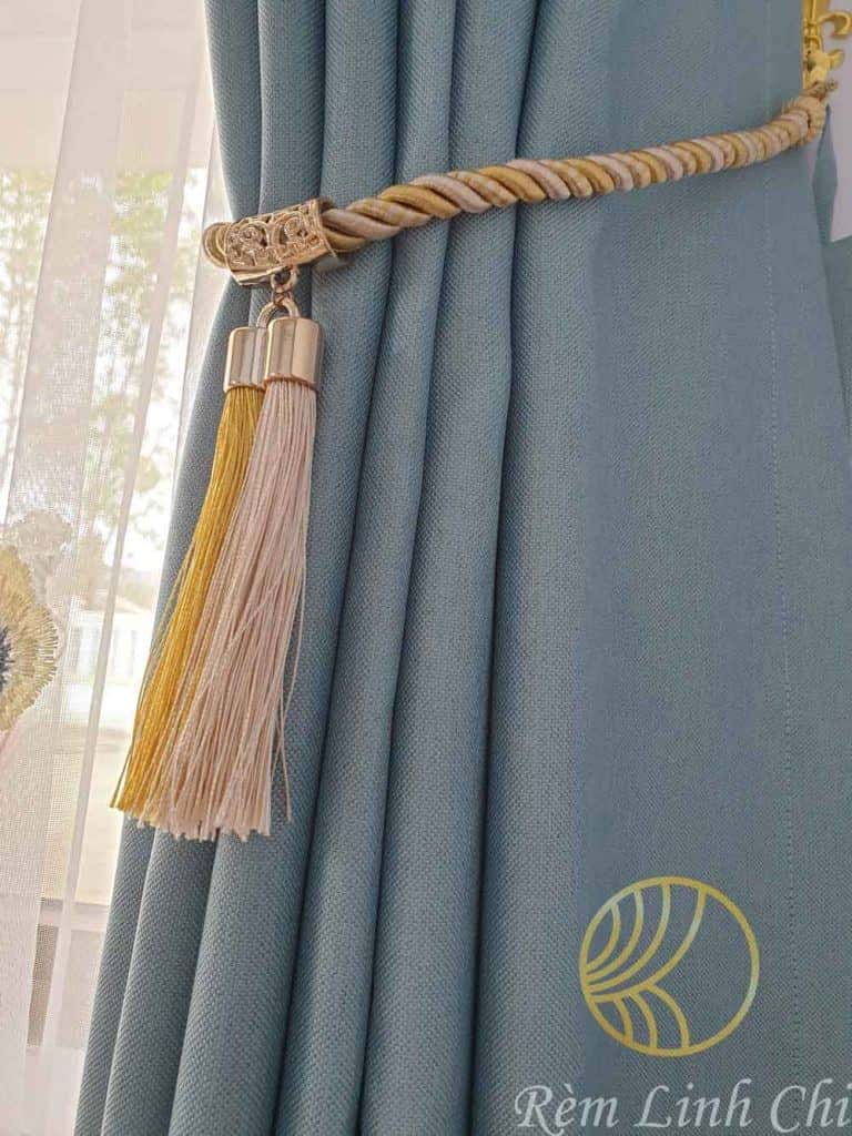 Công trình rèm vải voan thêu hoa, rèm vải 2 lớp 10 tai ven rem vai da nang