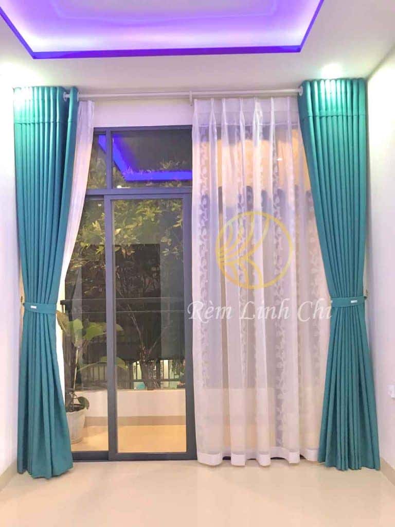 Công trình rèm vải 2 lớp mix 2 màu đẹp tại Quảng Nam 8 rem vai tron rem vai voan hoa tiet 1