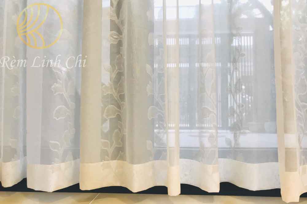 Công trình rèm vải 2 lớp mix 2 màu đẹp tại Quảng Nam 6 rem vai voan hoa tiet 1