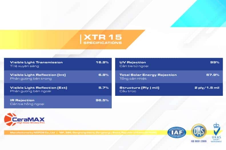 phim cach nhiet trang phu men gom ceramax xtr 15
