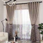 Mẫu rèm vải đẹp gấm hoa văn 