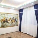 Rèm vải xếp ly màu xanh dương