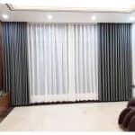 Rèm cửa vải 2 lớp màu xám đậm hiện đại