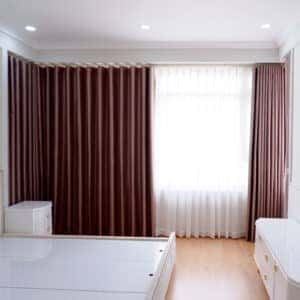 Rèm vải 2 lớp cao cấp màu hồng Gold