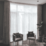 Rèm vải 2 lớp hoa văn màu trắng kem 